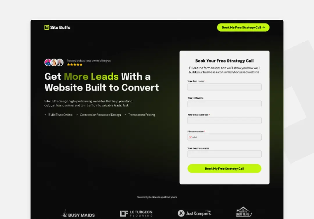 pixel helpers landing page design